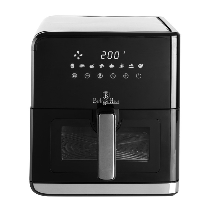 Forrólevegős fritőz, AIRFRYER 7.5 l Matte Black Berlinger Haus BH 9470, digitális