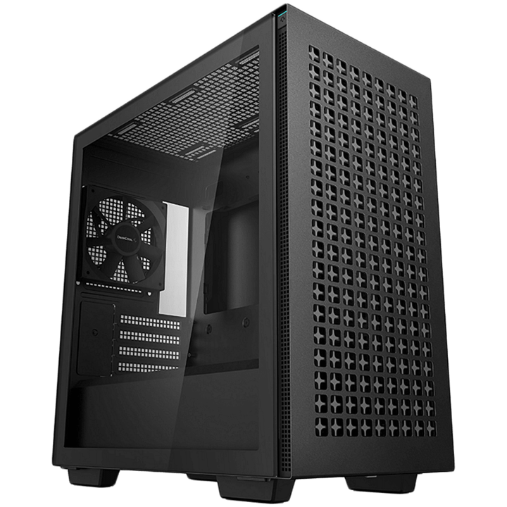 Компютърна кутия DeepCool, CH370, Mid Tower, Mini-ITX/Micro-ATX, 2xUSB3.0, 1xAudio, 1x120mm Pre-Installed Black Fan, Tempered Glass, Mesh Panel, Black, R-CH370-BKNAM1-G-1