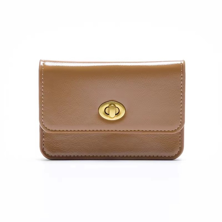 Дамски портфейл, картодържател, велур, каки, 12x8x2см, комплект с верижка