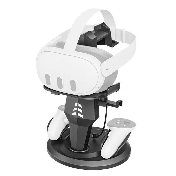Вертикална зареждаща стойка за Meta Quest 3, множествена защита, ABS, черна