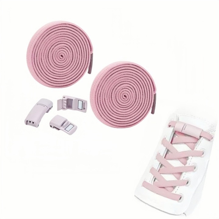Set sireturi elastice fara legare, design magnetic, textil, roz