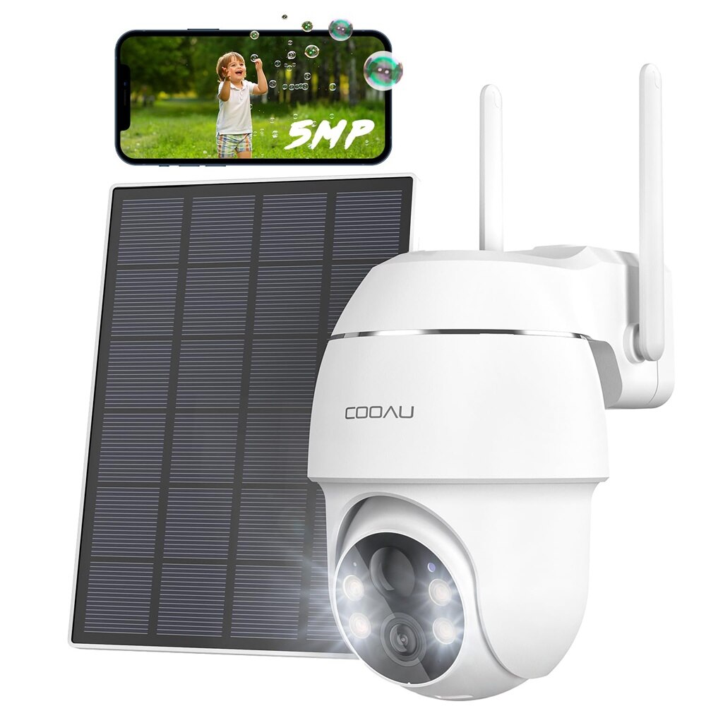 Camera de supraveghere Cu panouri Solare COOAU, 5MP, PTZ 360