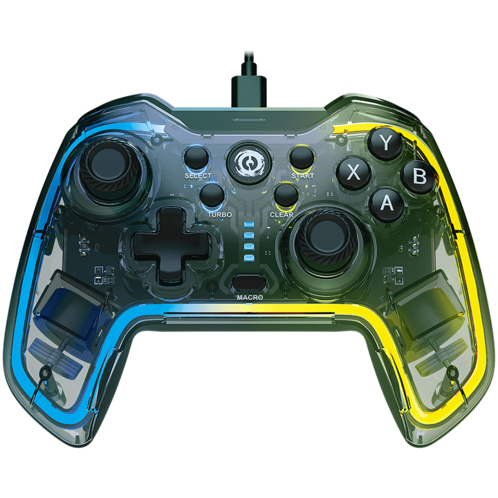 Gamepad Canyon, Brighter GP-02 Wired Crystal, RGB LED háttérvilágítás, fekete