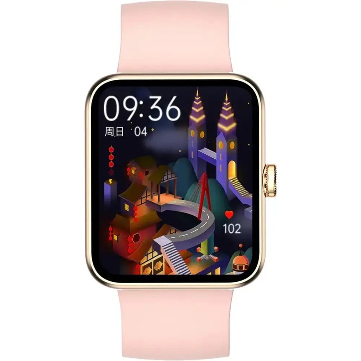 Ceas inteligent, Blackview, W10, LCD IPS HD de 1,69 inchi 240x280, Negru