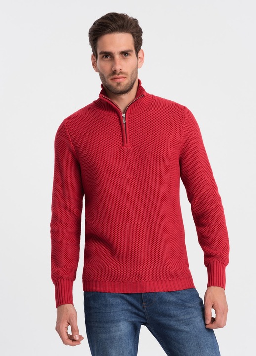 Мъжки пуловер OMBRE OM-SWZS-0105, Червен, XL