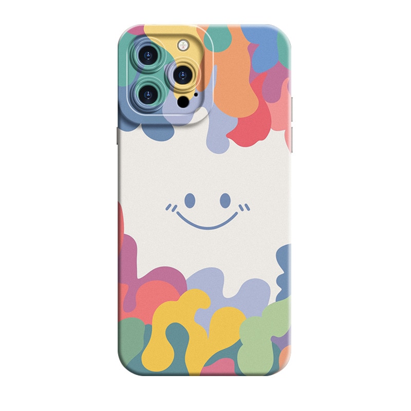 Husa telefon, protectie completa, model zambet 3D, Pentru iPhone 15 Alb