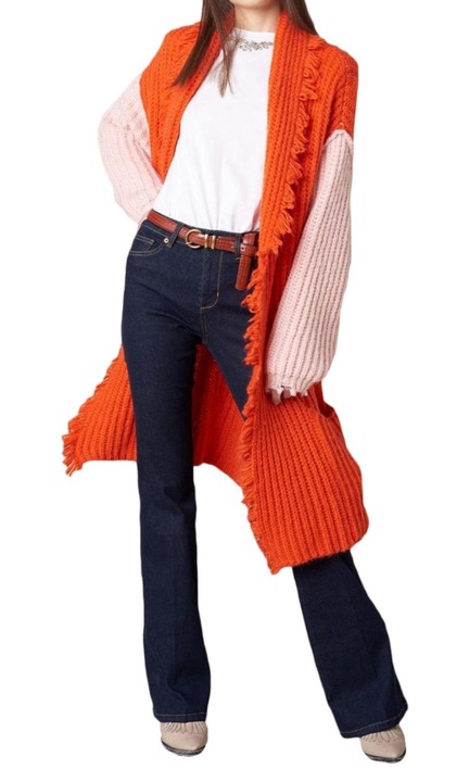 Női kardigán, Silvian Heach, nylon/viszkóz, narancs, XS INTL