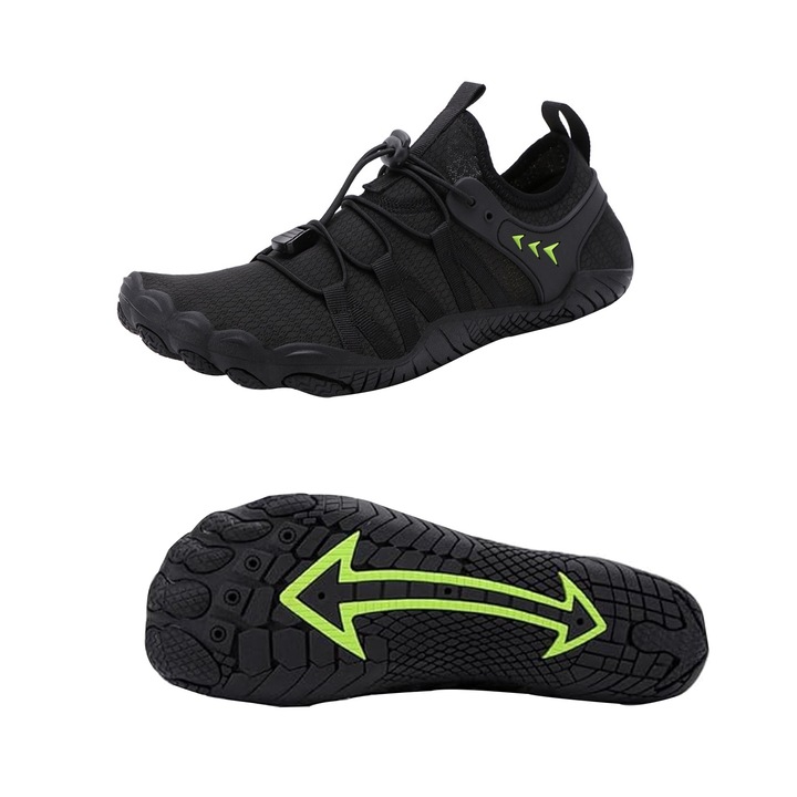 Обувки за плаж и вода, SIBINTA, Унисекс, Размер 43, Силен дренаж, Бързосъхнеща материя, Супер леки и дишащи, Нехлъзгащи се, Меки, Ергономичен дизайн, За плуване, Гмуркане, Гумена подметка, Черни