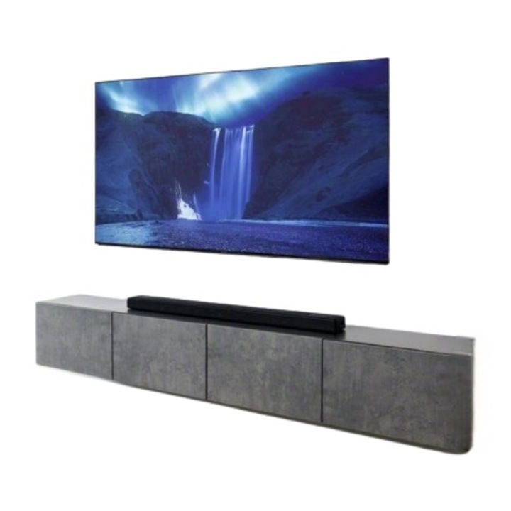 Dulap TV, Texturat, 220x35x35cm, Gri