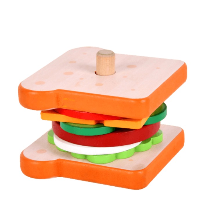 Montessori fa oktatójáték, MzcrJosv, egy csomó szendvics, puzzle, fiúknak és lányoknak, 2/3/4 éves, többszínű