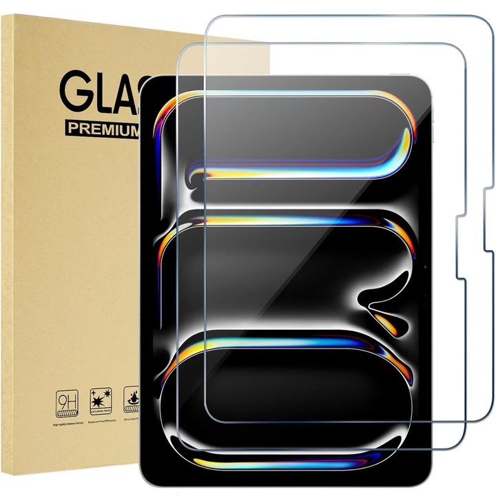 Комплект от 2 стъклени фолиа за Apple iPad Pro 11" (2024), Secure Glass, HD Clear, съвместим с калъфи