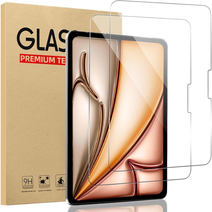 Комплект от 2 стъклени фолиа за Apple iPad Air 11" (2024), Secure Glass, HD Clear, съвместим с калъфи