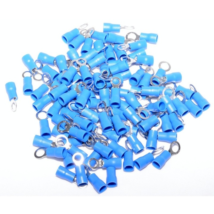 Set 100 Papuci electrici izolati albastri tip inel Ø5mm