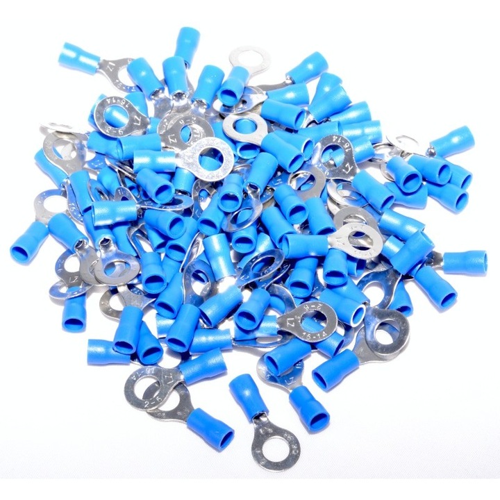 Papuci electrici izolati tip inel, albastri, set 100 buc, O6mm