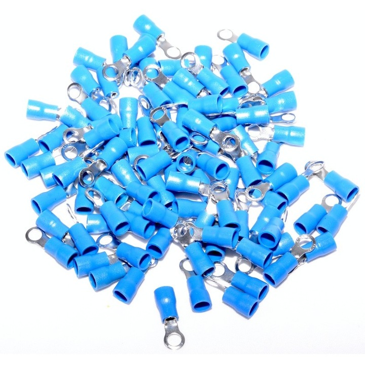 Set 100 Papuci electrici izolati albastri tip inel Ø4mm