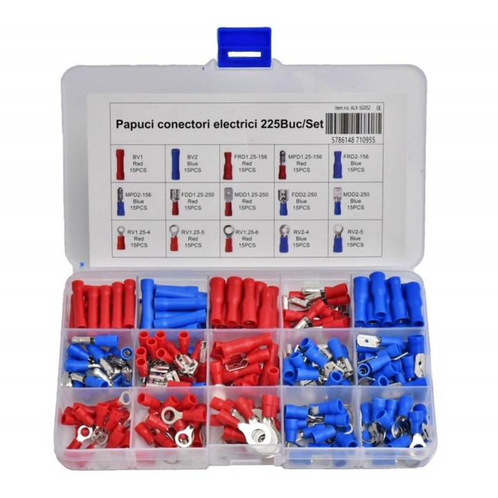 Trusa papuci electrici conectori, 225buc/set