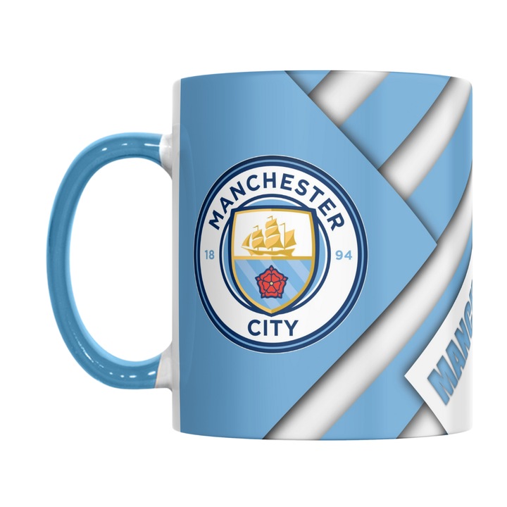 Cana personalizata - Manchester City fotbal club, sport, suporter, albastra, 330 ml, v4