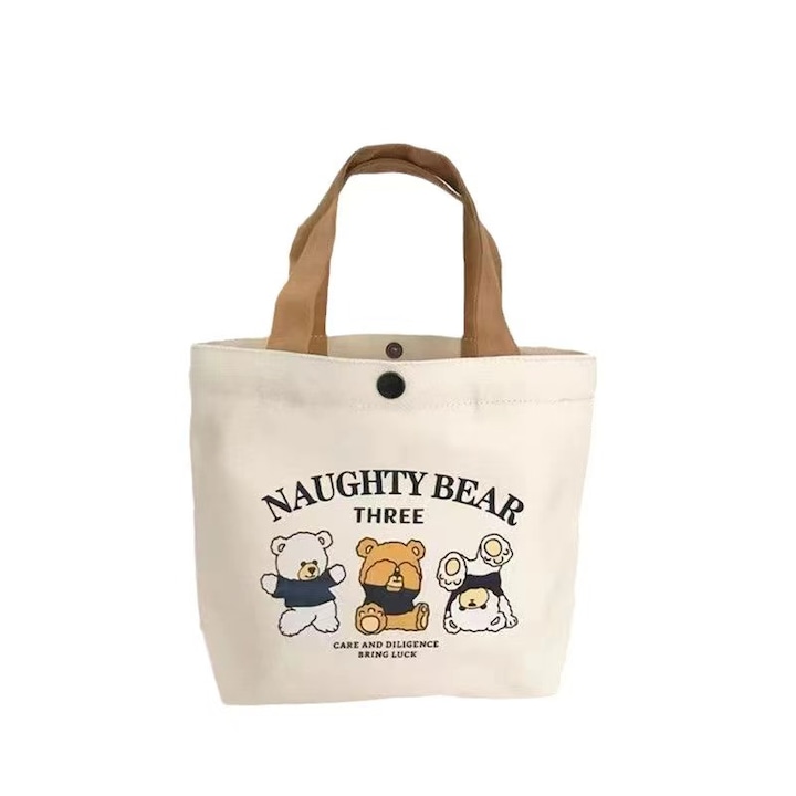Geanta pentru pranz, Tote, bumbac, Multicolor, 27x22x10cm
