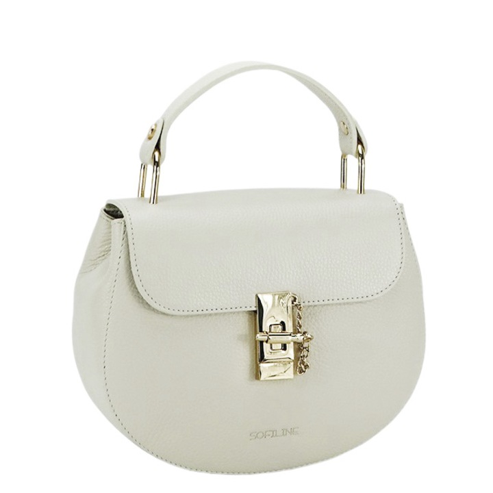 Természetes bőr táska B-8946 120, Krém szín