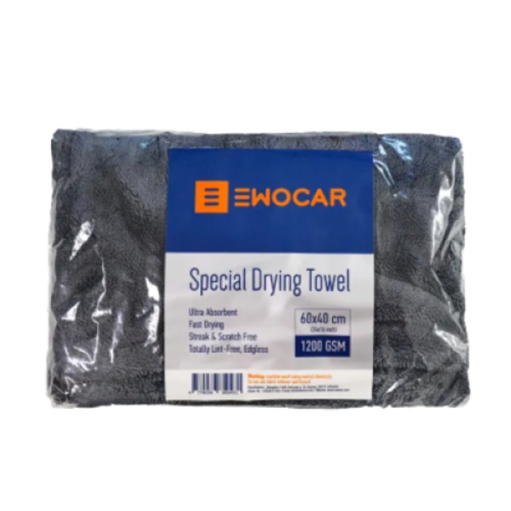 Ewocar Twisted Loop ultra nedvszívó autótörlő, 1200GSM szürke 40x60 cm