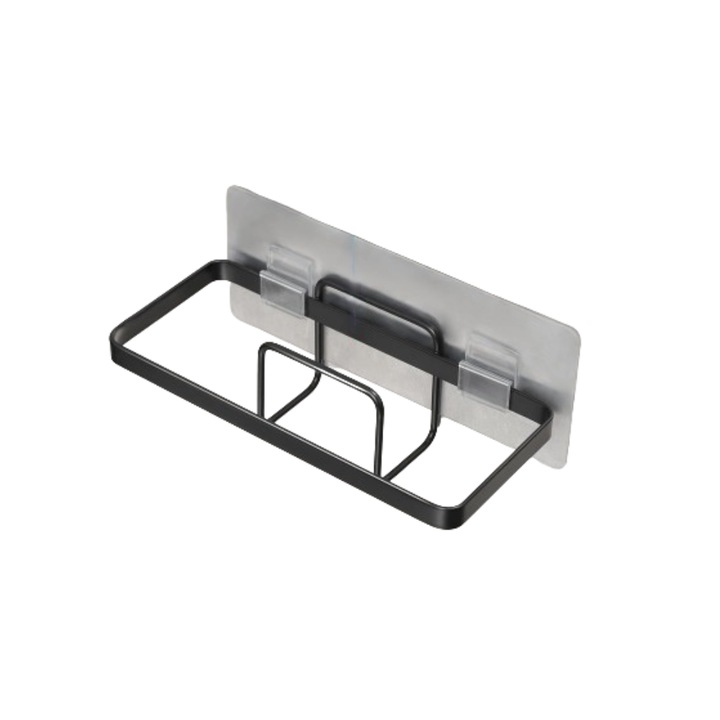 Suport pentru bureti de bucatarie, YIGII, autoadeziv, din inox, negru