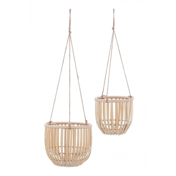 Комплект от 12 саксии от естествен бамбук Kenzie 16.5x15 cm, 19.5x16.5 cm