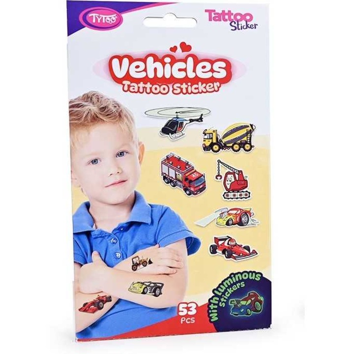 Комплект 53 временни татуировки стикери тип Коли, KOPXX1800014_1, Tytoo