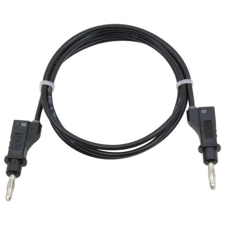 Cablu flexibil 1 metru, cu doua banane 4mm, negru