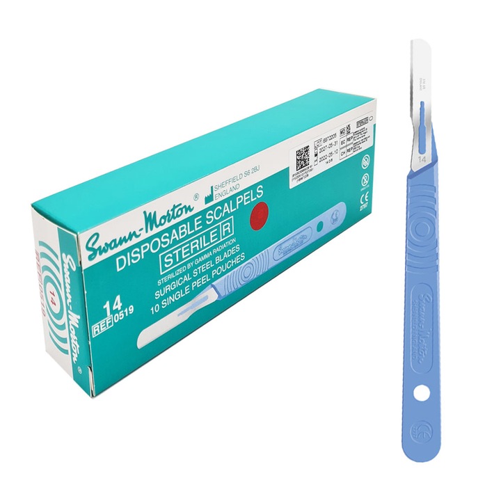 Set 10 bisturiuri chirurgicale Swann-Morton, steril, inox