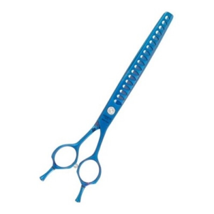 Ножица за козина Henbor, Професионална, За кучета и котки, 19 см, синя