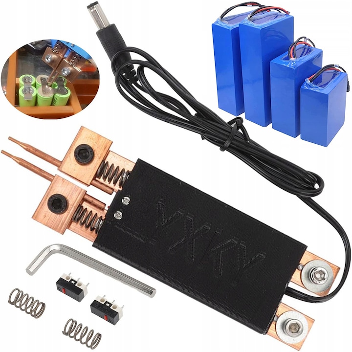 Rosfix ponthegesztő ajtókészlet Ogniw Sunkko 18650-hez + hőre zsugorodó fólia 155mm 1mb, fekete, méretek 155,5x42,5x17,5 mm