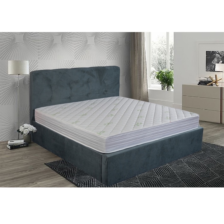 Saltea ortopedica PREVI Aloe Therapy Medical Confort, 160x200x19 cm, spuma poliuretanica, hipoalergenica, termoregulatoare, antitranspiranta, material aloe vera, reversibila, cu sistem de aerisire, fermitate tare