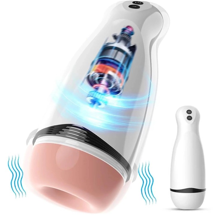 Masturbator Obsessia® ModernHer, 10 moduri diferite de vibratie puternice, 3 tipuri de suctie, efect de masaj, cu sunete de placere, din silicon premium si sigur, moale, rezistent la apa, incarcare USB, design discret, lungime inserabila 15 cm