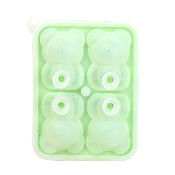 ASDIIT jégkocka készítő, élelmiszer minőségű szilikon, mackó, zöld, könnyen tisztítható