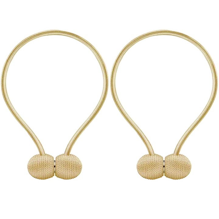 2 db dekoratív mágnes függönyökhöz, függönyökhöz, WTO®, modern és elegáns design, 45 cm hosszú, arany