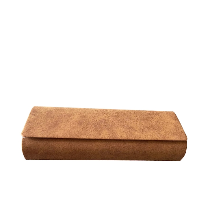 Toc pentru ochelari, material catifelat, dimensiuni 15, 5cm x 6 cm, Hardcase cu interior super soft, Magnetic close, Rezistenta la socuri si praf, Portocaliu