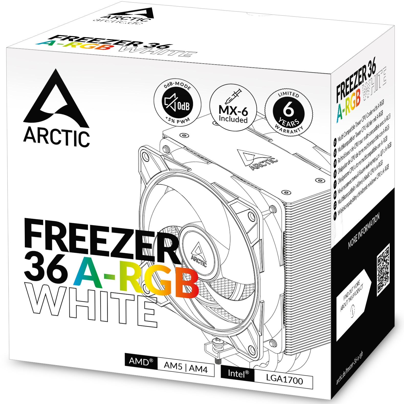 Cooler ARCTIC Freezer 36 A-RGB White, 120mm, Intel/ AMD, Alb - eMAG.ro