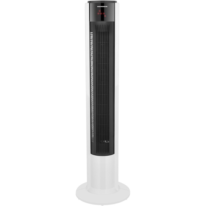 Вентилатор Heinner HTF-M45WH, Дигитално управление, LED дисплей, 3 скорости, Таймер, Автоматично спиране, Дистанционно управление, Бял