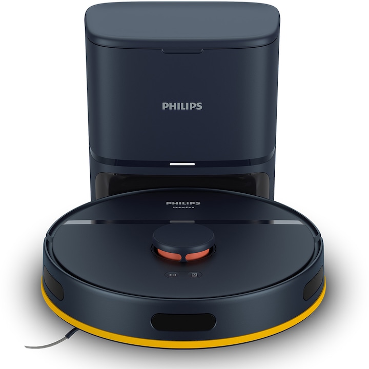 Робот прахосмукачка Philips Series 2000 XU2100/10, 2700 Pa, Прахосмукачка и моп, Станция за автоматично изпразване, Wi-Fi, LDS радарна навигация, Миещ се филтър EPA11, 360-градусово сканиране, Автономия до 130 мин, 5 карти, Приложение HomeRun, Син