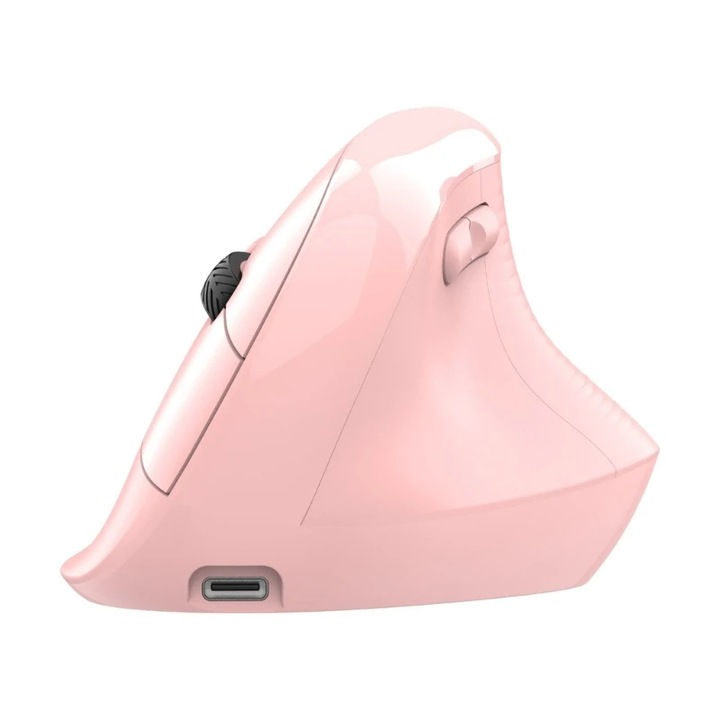 AdyMel vezeték nélküli egér, függőleges, ergonomikus kialakítás, 2,4 GHz + BT 5.0, 4000 dpi, akkumulátor, rózsaszín