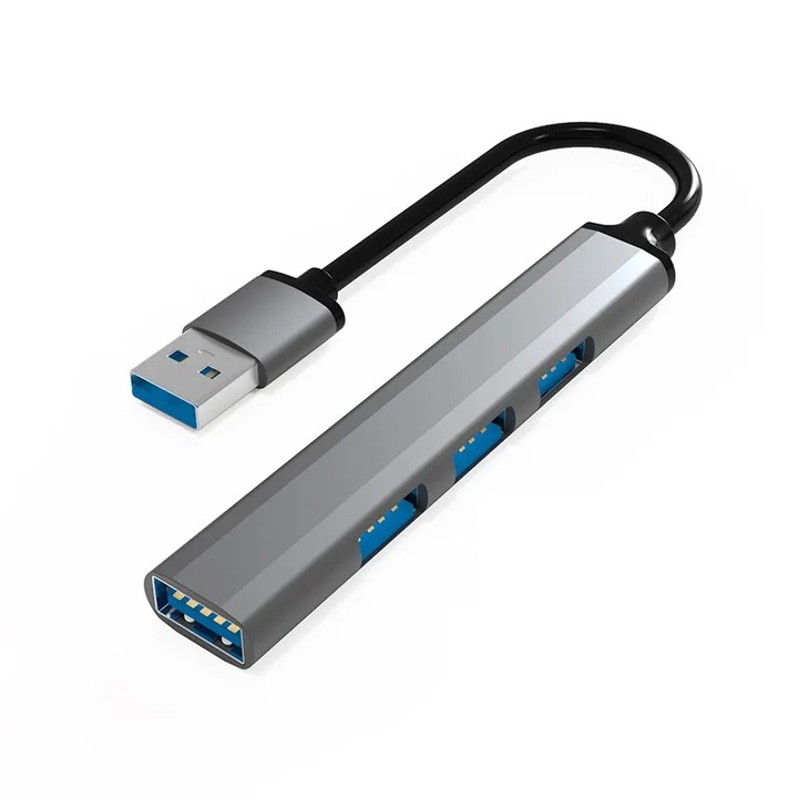 USB 3.0 адаптерен хъб, 4 в 1, PRESTIGE CHARGE®, 4*USB 3.0 изход, бърз трансфер на данни 5Gbps, корпус от алуминиева сплав