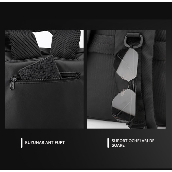 Rucsac multifunctional, laptop, impermeabil, office, business, albastru inchis, Obralix®