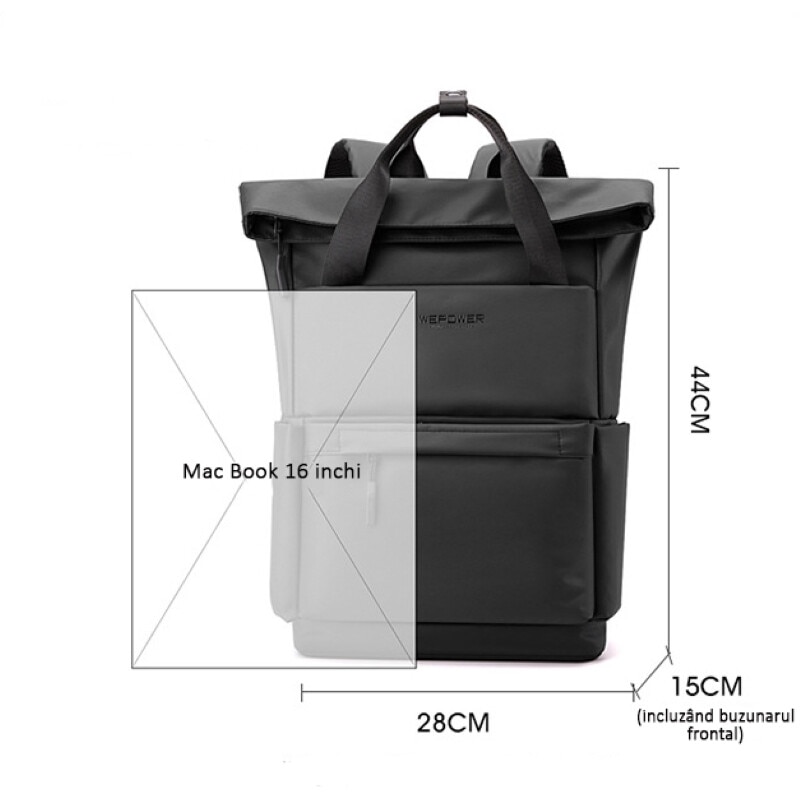Rucsac laptop, multifunctional, impermeabil, rezistent, business, office, negru, OBRALIX