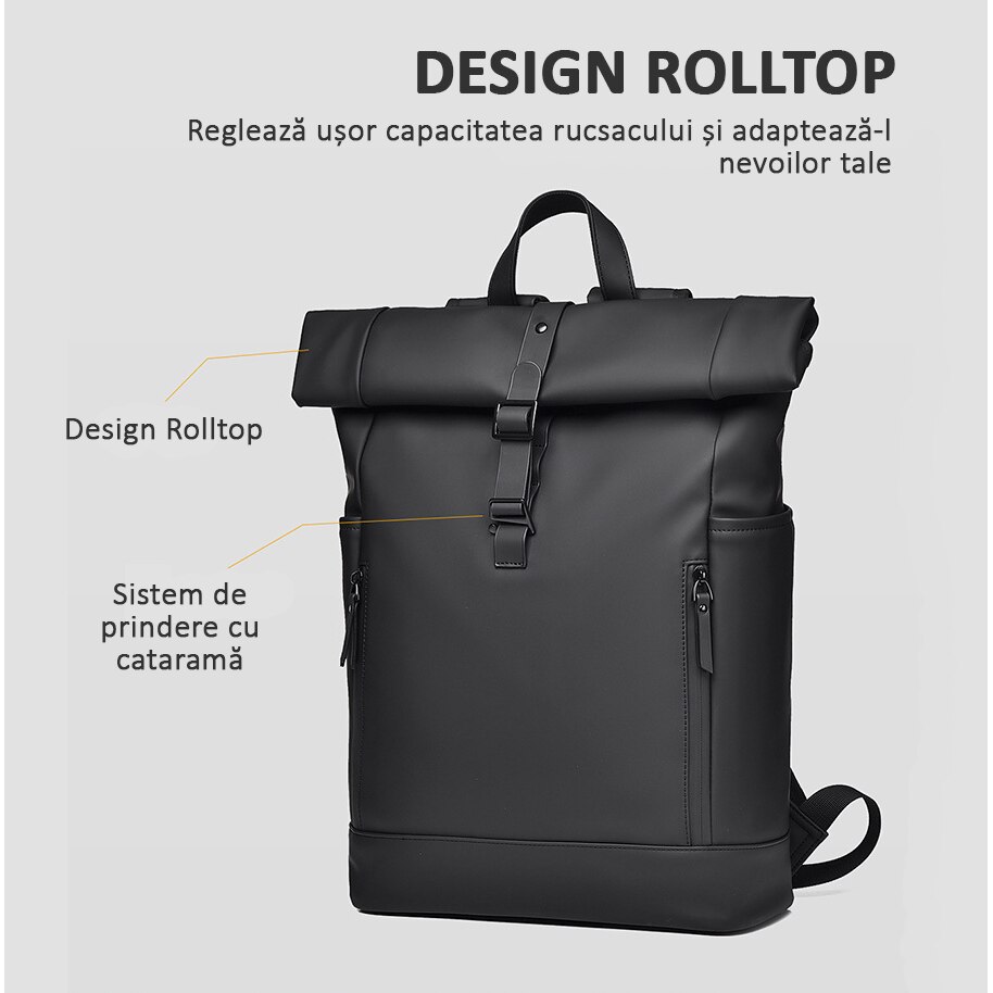 Rucsac laptop, multifunctional, impermeabil, rezistent, business, elegant, negru, OBRALIX