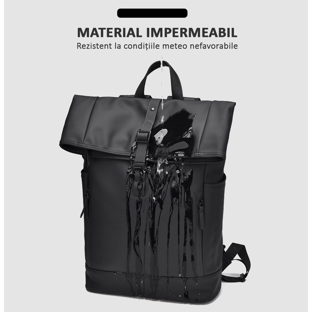 Rucsac laptop, multifunctional, impermeabil, rezistent, business, elegant, negru, OBRALIX