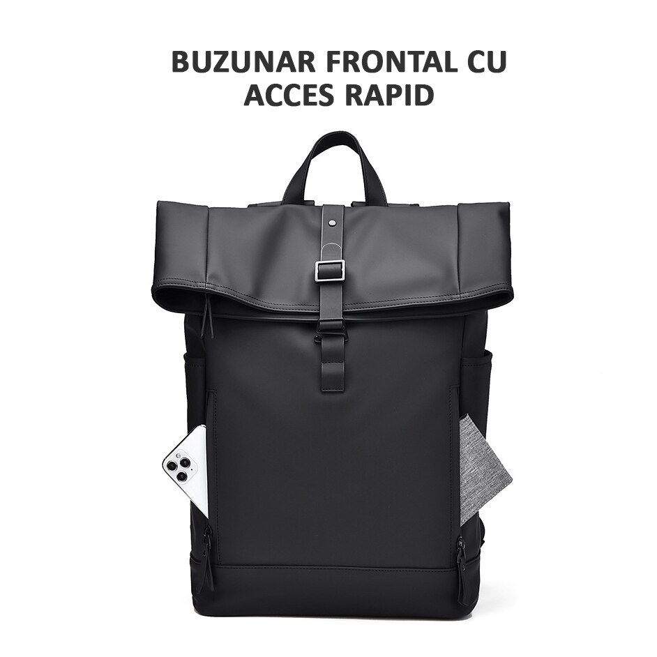 Rucsac laptop, multifunctional, impermeabil, rezistent, business, elegant, negru, OBRALIX