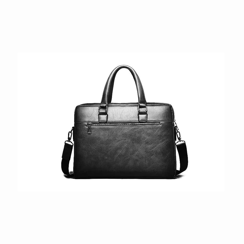 Geanta business eleganta pentru laptop din piele ecologica culoare neagra, compatibilitate laptop pana la 15'6 inch
