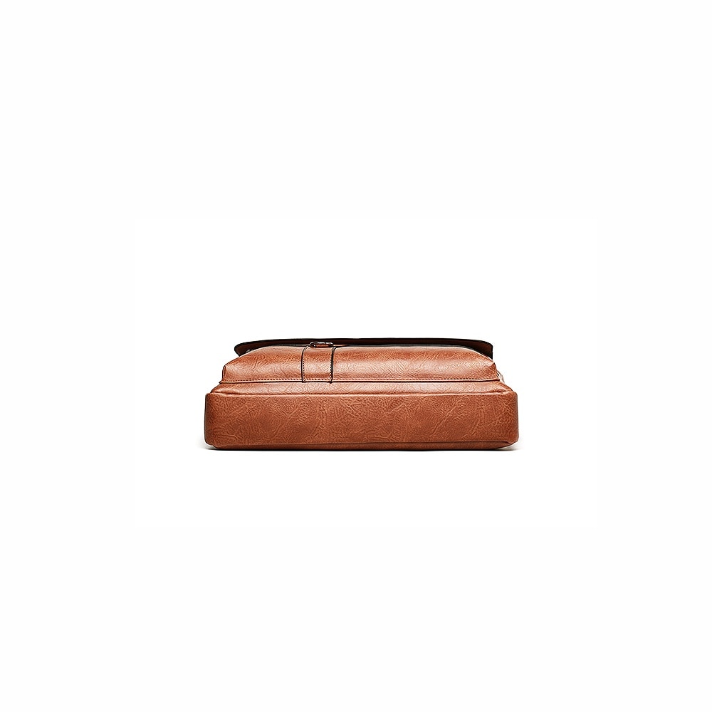 Geanta Business Eleganta cu Fermoar pentru Laptop din Piele Ecologica Maro, Compatibilitate Laptop pana la 15.6 Inch