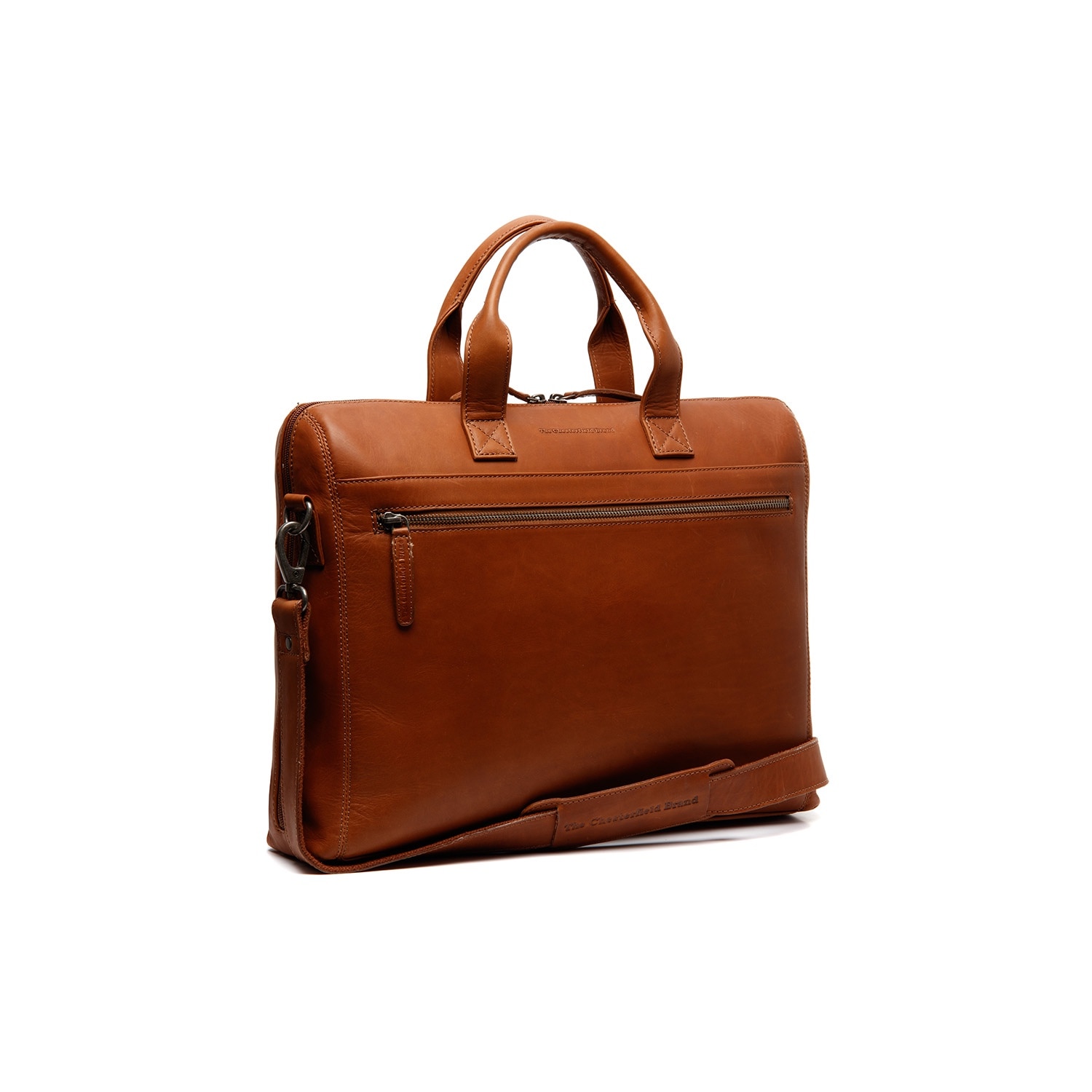 Geanta de laptop din piele naturala, The Chesterfield Brand, Levanto 14 inch, Maro coniac