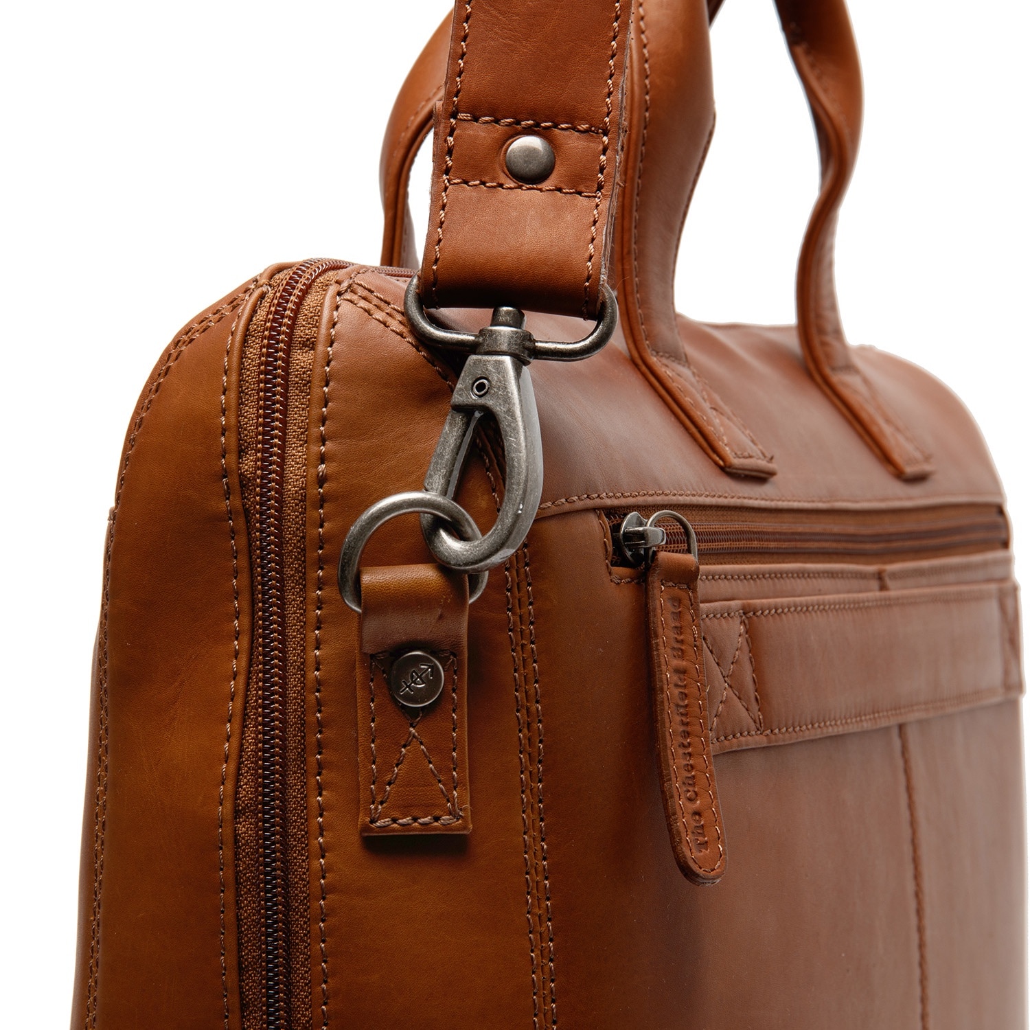 Geanta de laptop din piele naturala, The Chesterfield Brand, Levanto 14 inch, Maro coniac